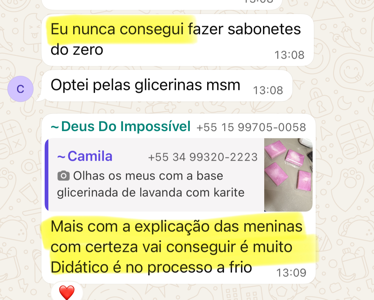 Depoimento sobre facilidade de aprender cosméticos artesanais do zero